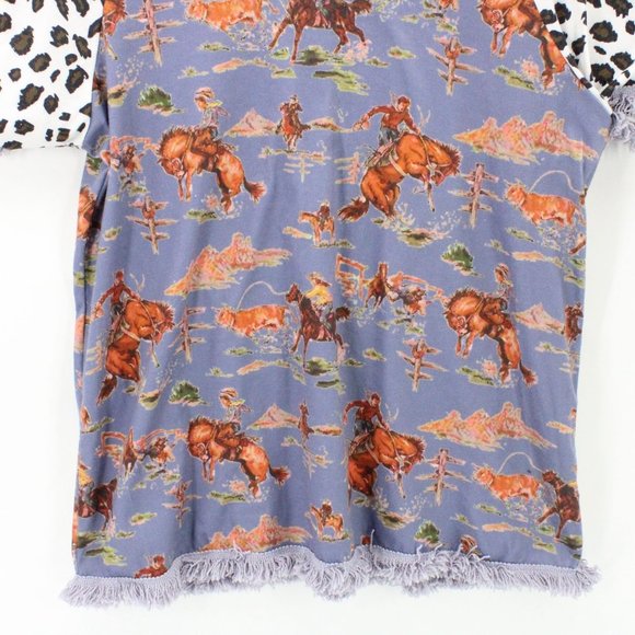 Cellabie Blouse Western Shirt Womens Rodeo Horse Bronco Cowgirl Fringe Size M - Picture 4 of 8